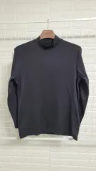 100 ワイドアングル ブラック ネックロゴ メンズゴルフウェア 機能性ストレッチ タートルネックTシャツ L