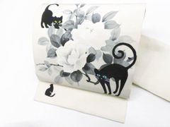 ふりふ 刺繍半幅帯 「ごろん猫」 猫缶帯留セット - メルカリ