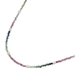 デザイン パール マルチカラーストーン ネックレス K18WG 750 ホワイトゴールド パール 真珠 色石 41.5cm 首飾り アクセサリー レディース 送料無料 241001029895 ★