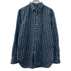 90s POLO RALPH LAUREN 長袖 チェックシャツ L グリーン ネイビー ポロバイラルフローレン ボタン チェック柄 春物 a801-6175