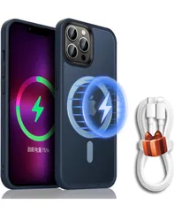 ★AOOMO MagSafe対応 iPhone12/12Pro 用 ケース 半透明 マット感 マグネット搭載 ワイヤレス充電対応 磁気充電 ケース 耐衝撃 す り傷防止 アイフォン12 pro ケース マグセーフ ケース ダークブルー