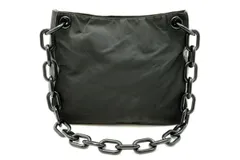 プラダ ワン ショルダーバッグ B7157 プラスチックチェーン ロゴ テスートナイロン レザー 黒 ブラック PRADA 5029h