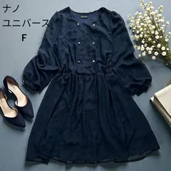 美品　ナノユニバース　ワンピース　ネイビー　ドット　F フォーマル　発表会　中古