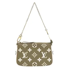 ルイヴィトン ハンドバッグ レディース ミニポシェットアクセソワール アクセサリーポーチ LOUIS VUITTON Ｍ81284 モノグラム・アンプラントキャンバス カーキ ホワイト 白 ゴールド金具 美品【中古品】