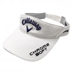 キャロウェイ サンバイザー 白×ネイビー ロゴ刺しゅう  FR   ゴルフウェア Callaway