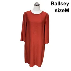 ◇ ボールジィ Ballsey ワンピース ひざ丈 七分袖 ウンドネック パイピング オレンジ ウール 表記無し M相当 レディース H6A132