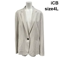 ◆ アイシービー iCB テーラードジャケット 上着 長袖 シングルボタン グレー 毛混 46（17T） 4L XXXL 17号 レディース S6A423