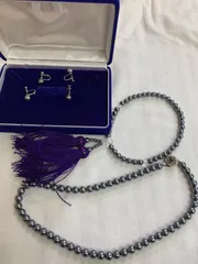 冠婚葬祭 人工真珠 真珠 パール  グレー シルバー 黒  イヤリング ネックレス 4点セット