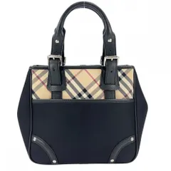 バーバリー ハンドバッグ レディース ノバチェック ハンドバッグ BURBERRY ブラック 黒 ベージュ シルバー金具【中古品】