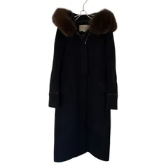 【美品】JUSGLITTY ファー付3WAYロングコート ネイビー 2【ZK78】