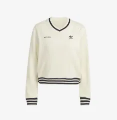 XL (W) アディダス x SPORTY&RICH スポーティアンドリッチ Vネック クルー スウェットシャツ クリーム