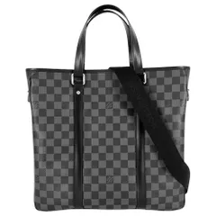 ルイヴィトン ビジネスバッグ メンズ ダミエグラフィット タダオ ハンドバッグ ブリーフケース 肩掛け 斜め掛け ショルダーバッグ 2WAY LOUIS VUITTON N41259 ブラック 黒 シルバー金具【中古品】