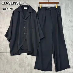 美品 CIASENSE シアセンス セットアップ 半袖 オープンカラーシャツ ワイドパンツ 上下セット 黒 M ポリエステル 100% ドレープ感 落ち感 オーバーサイズ ビッグシルエット カジュアル キレイめ 春服 夏服 ★ ■◆