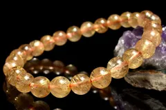 【１点物】透明◇黄金の輝き ゴールドルチルクォーツ　7mm　ブレスレット パワーストーン 天然石 _MC4580
