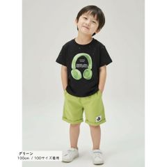 그린 헤드폰 무늬 2 점 셋업 반소매 T 셔츠 반바지 상하 세트 키즈 아기 옷 소년 소녀 얇은 봄 여름 캐주얼 한국 어린이 옷 80cm 90cm 100cm 110cm 120cm