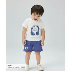 ブルー ヘッドホン柄 2点 セットアップ 半袖 Tシャツ ショートパンツ 上下セット キッズ ベビー服 男の子 女の子 薄手 春 夏 カジュアル 韓国子供服 80cm 90cm  100cm 110cm 120cm
