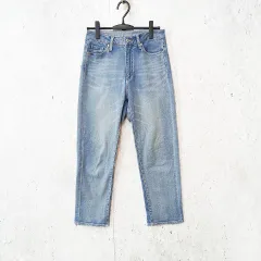 デニムパンツ ストレートジーンズ ハイウエスト インディゴ ブルー 67-93サイズ ◎_〇□