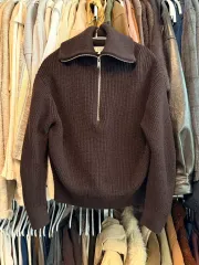COS ハーフジップアップ ニット ブラウン XS