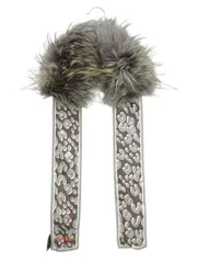 ルイヴィトン LOUIS VUITTON バンドー フリュール スカーフ ラクーンファー シルク ストール レオパード柄 グレー M75531 