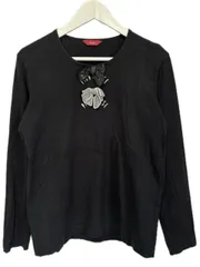 ピンクハウス PINK HOUSE プルオーバー カットソー L リボン ロゴ プリント コットン ブラック 黒 長袖 トップス