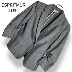 【美品】ESPRITMUR エスプリミュール テーラードジャケット レディース グレー 薄手 通勤 オフィス きれいめ ビジネス アウター【11号】2601008AP