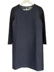 ボールジー BALLSEY トゥモローランド 切替 ワンピース 38 ジャガード ウール ネイビー ブラック 紺色 黒 長袖