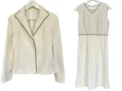 ホワイトジョーラ WHITE JOOLA セットアップ テーラード ジャケット ワンピース 9R 切替 アイボリー ブラック 黒 ノースリーブ 長袖 上着