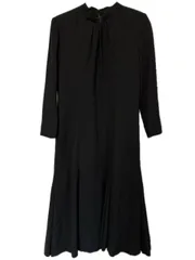 レリアン Leilian フレア ワンピース 9 ウール ブラック 黒 長袖