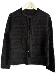 レリアン Leilian ニット カーディガン 9 ラメ ウール混 ブラック 黒 長袖 トップス