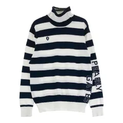サイズ：0 PEARLY GATES パーリーゲイツ  タートルネック 長袖ニットセーター ボーダー柄 ネイビー系 [240101611226] ゴルフウェア レディース ストスト