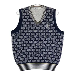 サイズ：M AND PER SE アンパスィ  ニットベスト ロゴ総柄 ホワイト系 [240101612845] ゴルフウェア メンズ ストスト