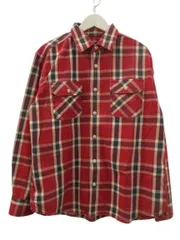 エディーバウアー EDDIE BAUER シャツ 長袖 チェック柄 赤系 レッド 綿 コットン L トップス