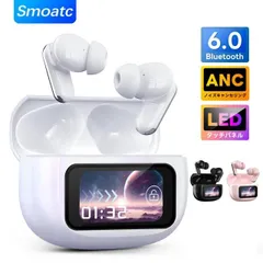 ワイヤレスイヤホン (bluetooth 6.0) Bluetooth イヤホン 液晶イヤホン ノイズキャンセリング ANC対応 iPhone17対応 ワイヤレス-イヤホン 多機能タッチスクリーン マイク付き ENC通話 HiFi LEDディスプレイ