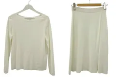 セオリーリュクス theory luxe セットアップ ニット ボートネック 長袖 スカート 膝丈 ラップ風 ホワイト 白 38 M トップス ボトムス