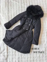 RUIRUE BOUTIQUE ロングダウンコート ブラック ラクーンファー付き ウエストシェイプ 防寒 上品