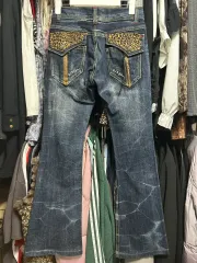 ヒョウ柄 ウォッシュ ブーツカット パンツ 姉ギャル ピンター Y2K