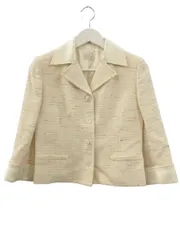 ハロッズ Harrods ジャケット 半端袖 ツイード アイボリー ホワイト系 コットン 綿 1 羽織 上着 アウター