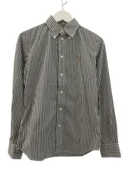 ラルフローレン RALPH LAUREN シャツ 長袖 ストライプ ボタンダウン グレー ホワイト 綿 コットン カスタムフィット 6 トップス