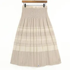 【美品】インゲボルグ★大人上品！プリーツデザイン ギャザースカート サイズ3(9号) シャンパンベージュ系 z11373