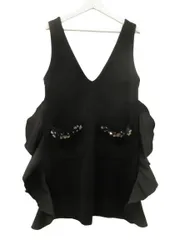 チェスティ Chesty フリルニットワンピース ノースリーブ Vネック ブラック 黒 0 スパンコール ビーズ