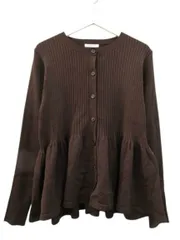 CLASSICAL ELF クラシカルエルフ リブフリルペプラムカーディガン 長袖 ブラウン 茶色 L 羽織 トップス