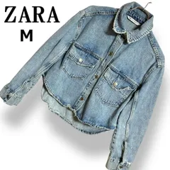 ZARA デニムジャケット レディース ショート丈 Gジャン ダメージ加工 ブルゾン カジュアル トレンド 羽織り ザラ 春 秋【M】