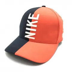 【超美品】ナイキ キャップ 黒×オレンジ ロゴ刺しゅう 裏地メッシュ ONE　SIZE　FITS　MOST   ゴルフウェア NIKE