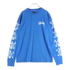 STUSSY (ステューシー) LOGO L/S TEE 袖プリント クルーネック長袖カットソー ブルー
