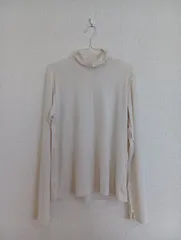 GU ハイネックリブトップス／ホワイト系／XLサイズ／ポリエステル混／フリルネック