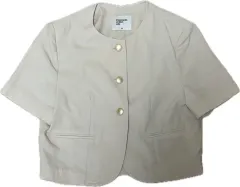 8seconds 半袖 ラウンド クロップド ボタン 春 夏 ジャケット ベージュ xs