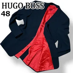 HUGO BOSS ヒューゴボス テーラードジャケット メンズ ブラック 黒×赤 高級 スーツジャケット 裏地レッド ビジネス フォーマル M～L【48】2512008APのサムネイル