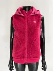 【USED】Callaway キャロウェイ ポリエステル ダブルジップ パーカー ベスト ジャケット ボア ロゴ刺繍 ピンク レディース L ゴルフウェア