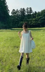 黒カラー ノースリーブ バルーン ミニ ONE PIECE