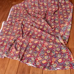 〔1m単位切り売り〕ジャイプル　職人手作り木版染め　色彩美しいボタニカルデザイン　おしゃれ　生地　花柄　テーブルクロス　